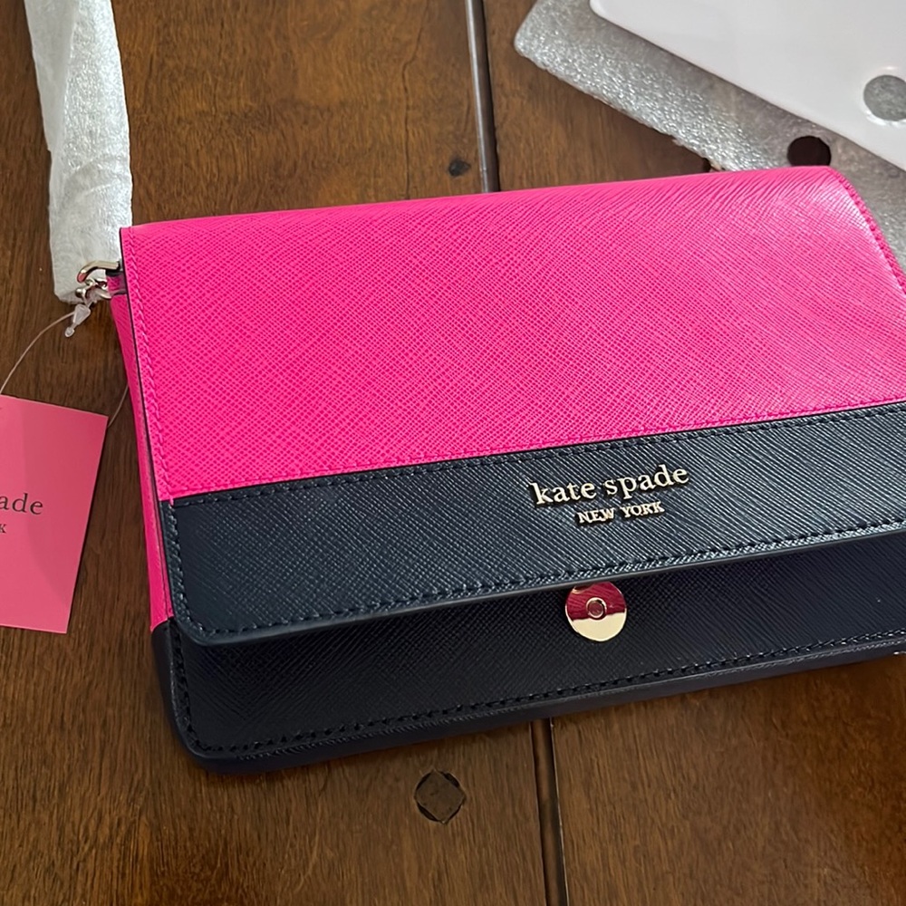 Kate spade chain wallet bright pink